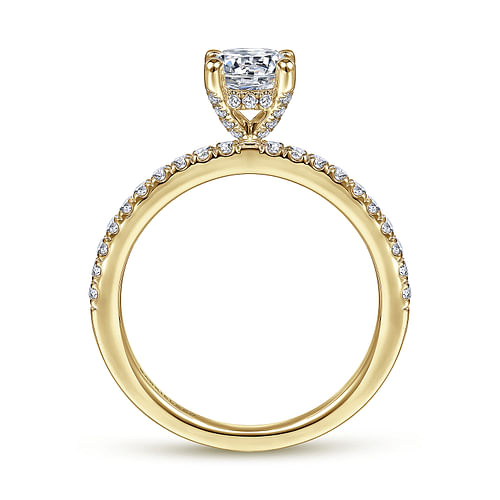 14K Yellow Gold Round Diamond Engagement Ring