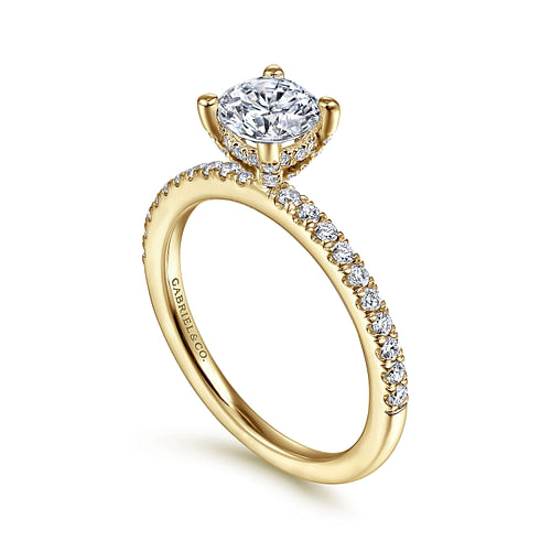 14K Yellow Gold Round Diamond Engagement Ring