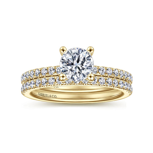 14K Yellow Gold Round Diamond Engagement Ring