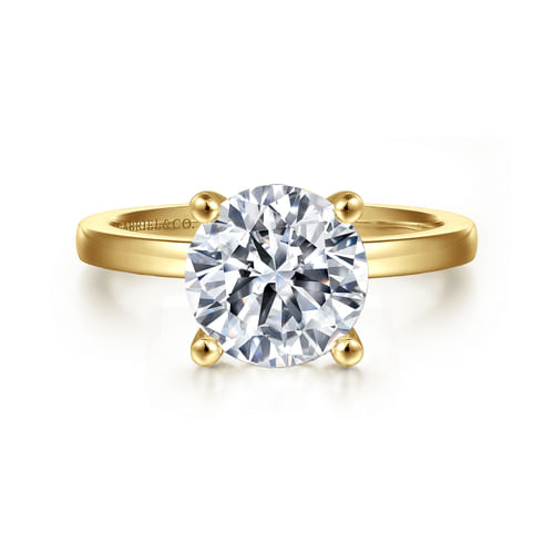 14K Yellow Gold Round Diamond Engagement Ring