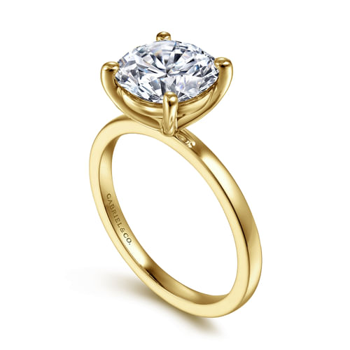 14K Yellow Gold Round Diamond Engagement Ring
