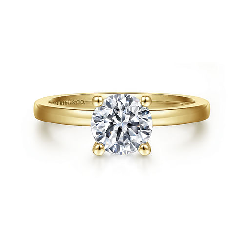 14K Yellow Gold Round Diamond Engagement Ring