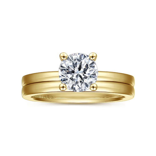 14K Yellow Gold Round Diamond Engagement Ring