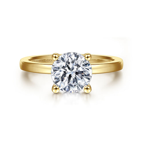 14K Yellow Gold Round Diamond Engagement Ring