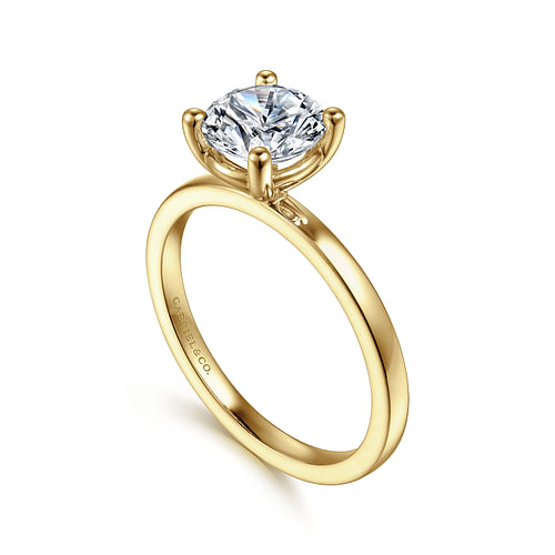 14K Yellow Gold Round Diamond Engagement Ring