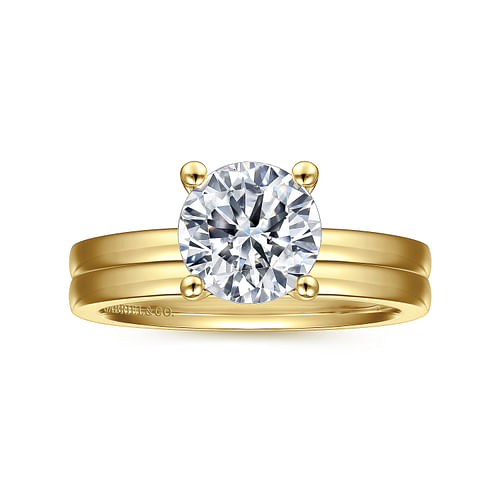 14K Yellow Gold Round Diamond Engagement Ring