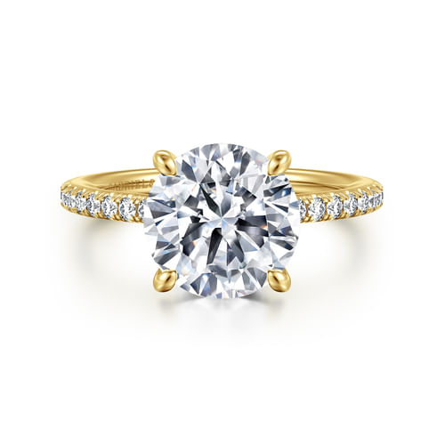 14K Yellow Gold Round Diamond Engagement Ring
