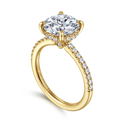 14K Yellow Gold Round Diamond Engagement Ring