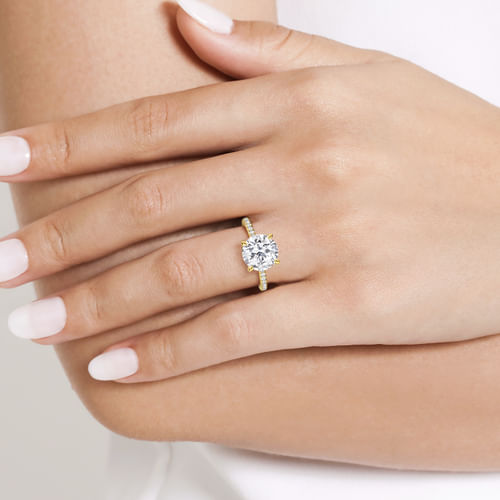 14K Yellow Gold Round Diamond Engagement Ring