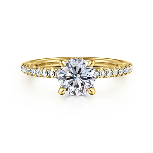 14K Yellow Gold Round Diamond Engagement Ring