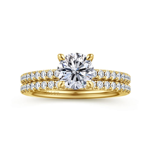 14K Yellow Gold Round Diamond Engagement Ring