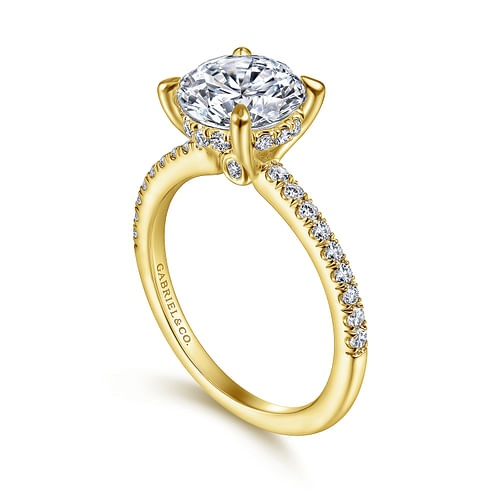 14K Yellow Gold Round Diamond Engagement Ring