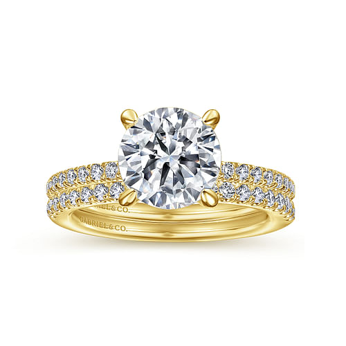 14K Yellow Gold Round Diamond Engagement Ring
