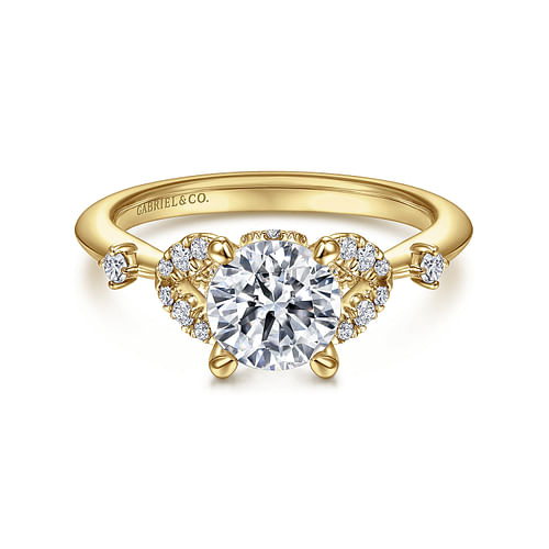 14K Yellow Gold Round Diamond Engagement Ring