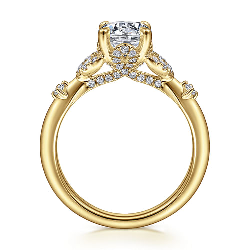 14K Yellow Gold Round Diamond Engagement Ring