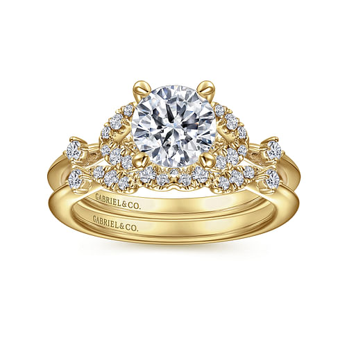 14K Yellow Gold Round Diamond Engagement Ring