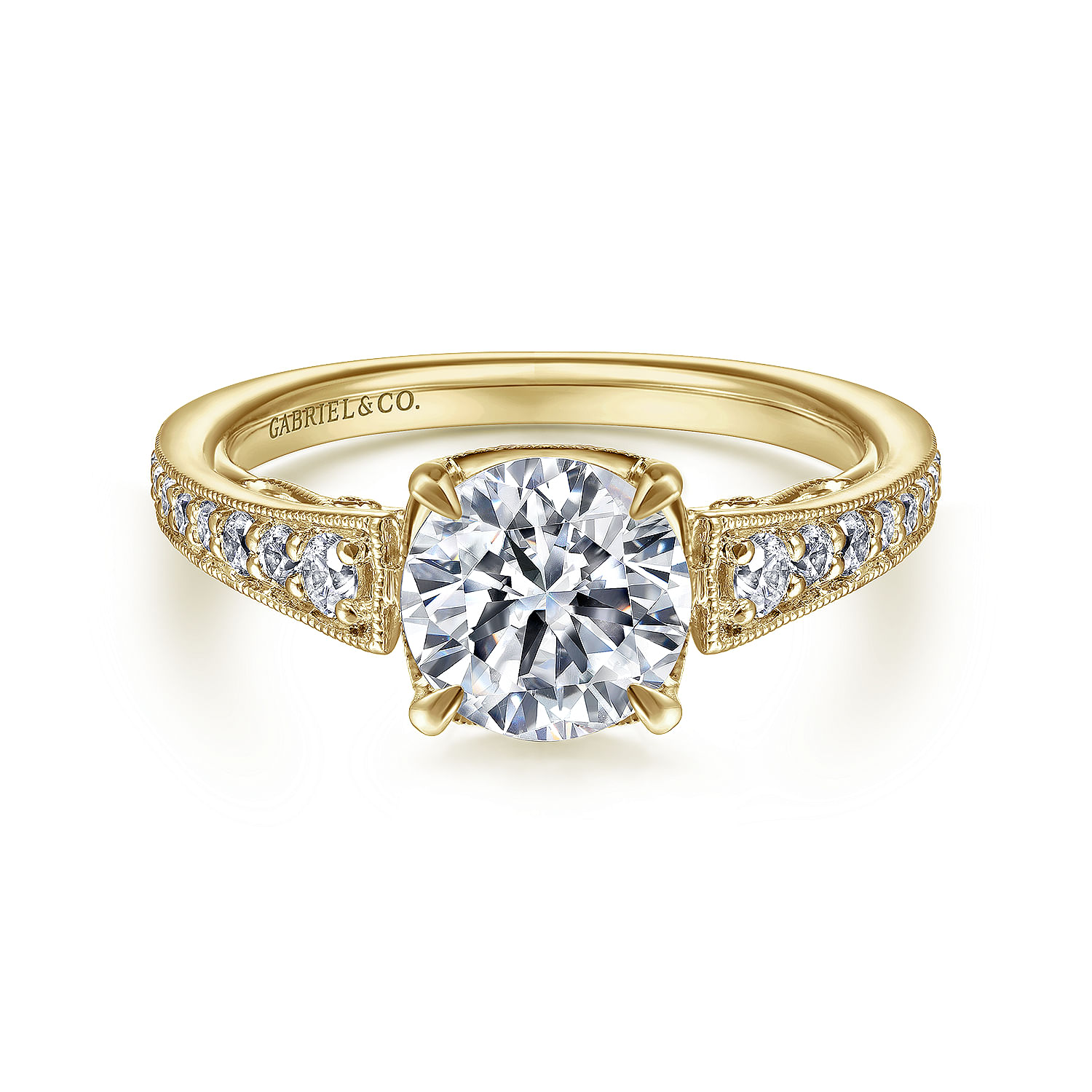 Gabriel - 14K Yellow Gold Round Diamond Engagement Ring
