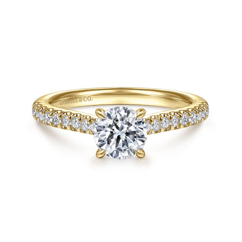 14K Yellow Gold Round Diamond Engagement Ring