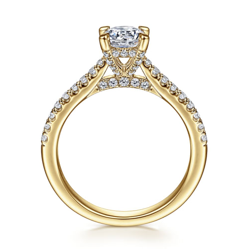 14K Yellow Gold Round Diamond Engagement Ring