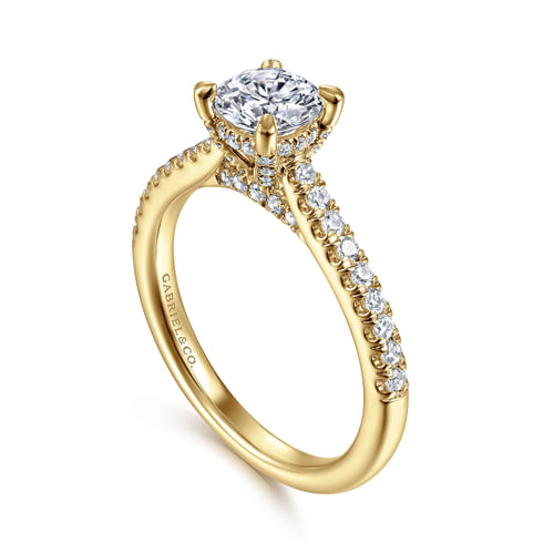 14K Yellow Gold Round Diamond Engagement Ring