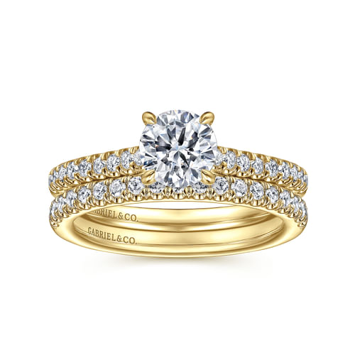 14K Yellow Gold Round Diamond Engagement Ring