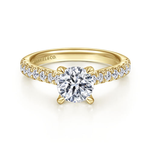 14K Yellow Gold Round Diamond Engagement Ring