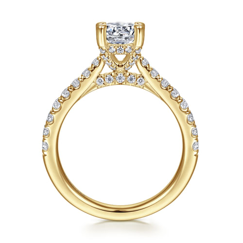 14K Yellow Gold Round Diamond Engagement Ring