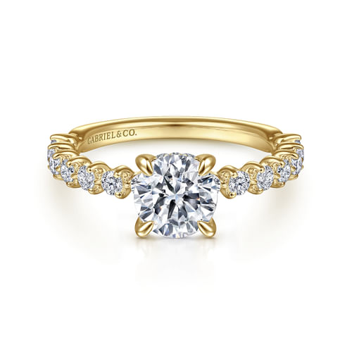 14K Yellow Gold Round Diamond Engagement Ring