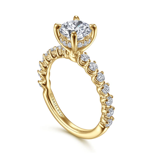 14K Yellow Gold Round Diamond Engagement Ring