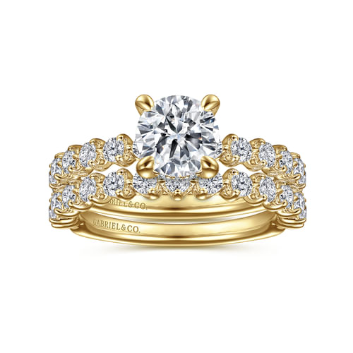 14K Yellow Gold Round Diamond Engagement Ring