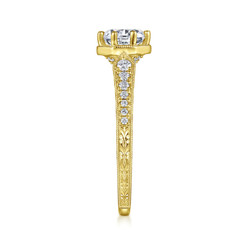 14K Yellow Gold Round Diamond Engagement Ring