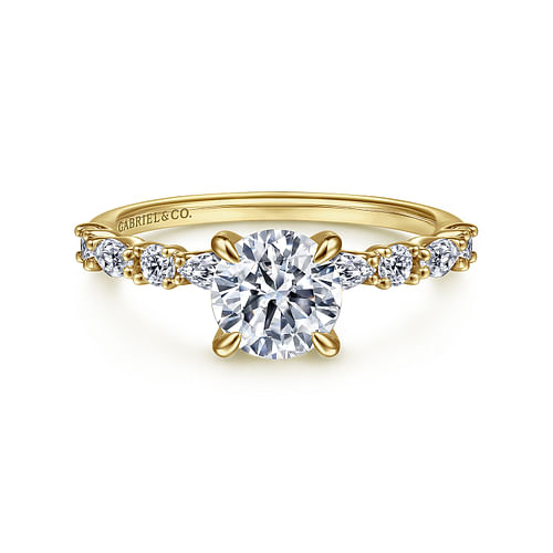 14K Yellow Gold Round Diamond Engagement Ring