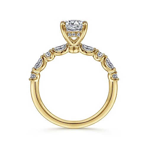 14K Yellow Gold Round Diamond Engagement Ring