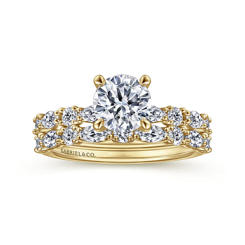14K Yellow Gold Round Diamond Engagement Ring