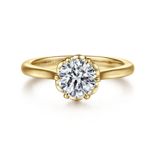 14K Yellow Gold Round Diamond Engagement Ring