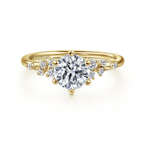 14K Yellow Gold Round Diamond Engagement Ring