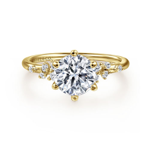 14K Yellow Gold Round Diamond Engagement Ring
