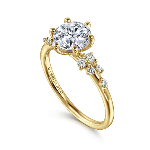 14K Yellow Gold Round Diamond Engagement Ring