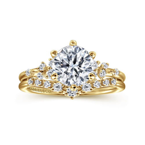 14K Yellow Gold Round Diamond Engagement Ring