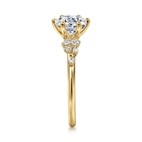14K Yellow Gold Round Diamond Engagement Ring