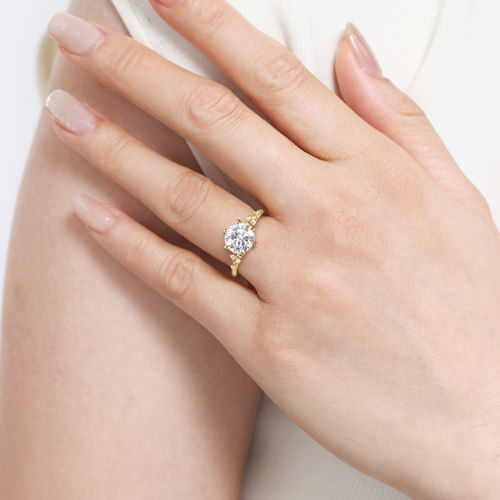 14K Yellow Gold Round Diamond Engagement Ring