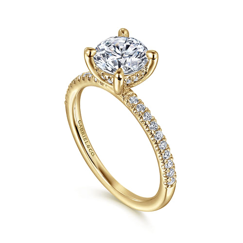 14K Yellow Gold Round Diamond Engagement Ring