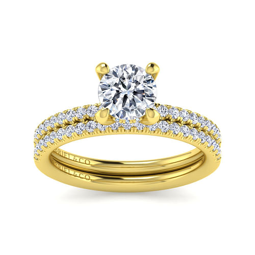 14K Yellow Gold Round Diamond Engagement Ring