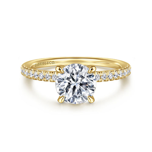 14K Yellow Gold Round Diamond Engagement Ring