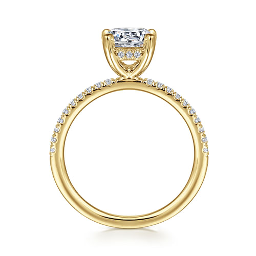 14K Yellow Gold Round Diamond Engagement Ring