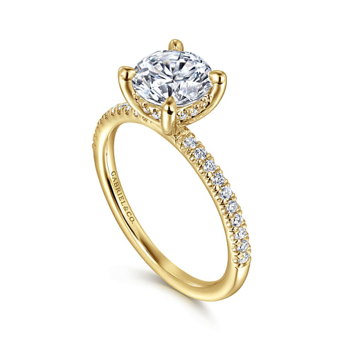 14K Yellow Gold Round Diamond Engagement Ring