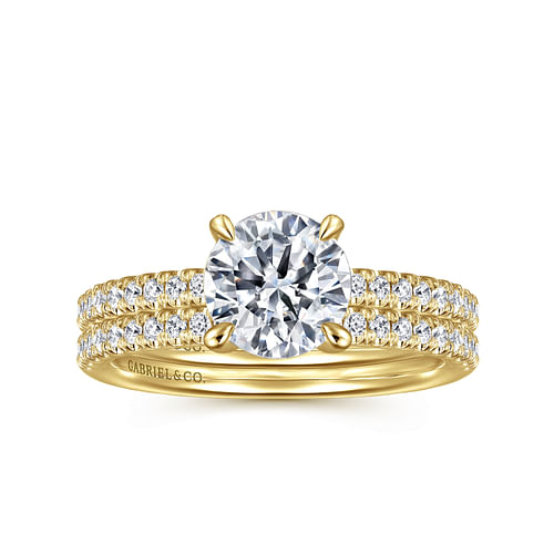 14K Yellow Gold Round Diamond Engagement Ring