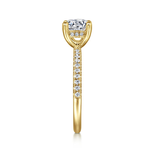 14K Yellow Gold Round Diamond Engagement Ring