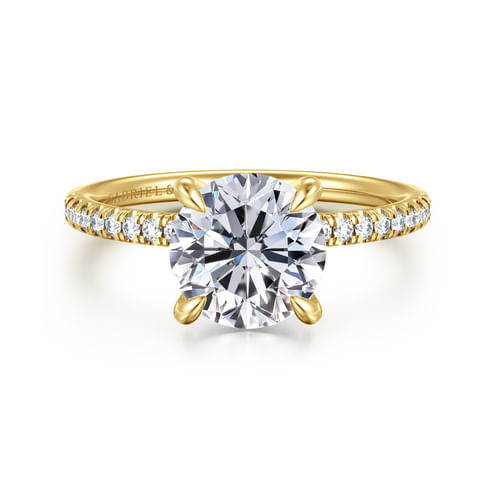 14K Yellow Gold Round Diamond Engagement Ring
