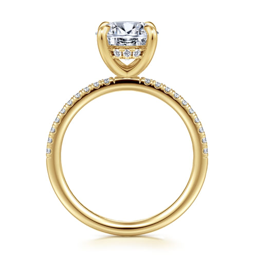 14K Yellow Gold Round Diamond Engagement Ring
